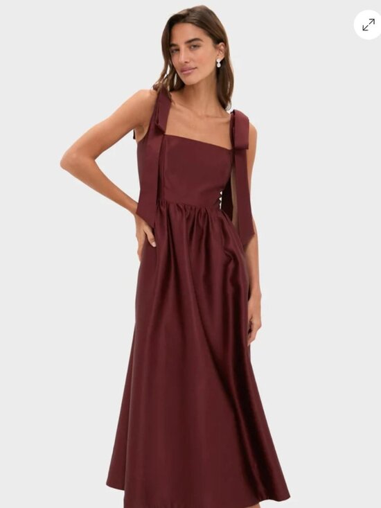 Tuckernuck Dresses & Skirts - Tuckernuck Oxblood Dupioni Bow Esme Dress Size L New